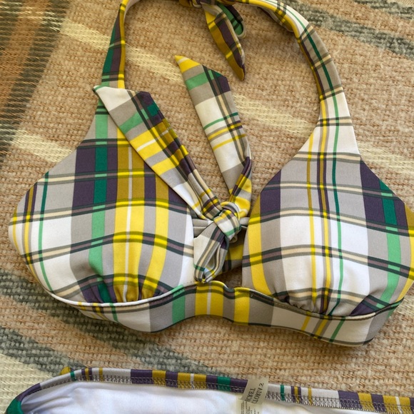 Y2K Victoria secrets  Vibrant Plaid Halter beach summer Bikini Set  size xs - Picture 3 of 7